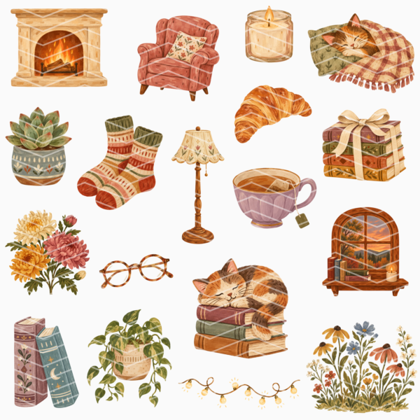 4 Cozy and Booked Clipart