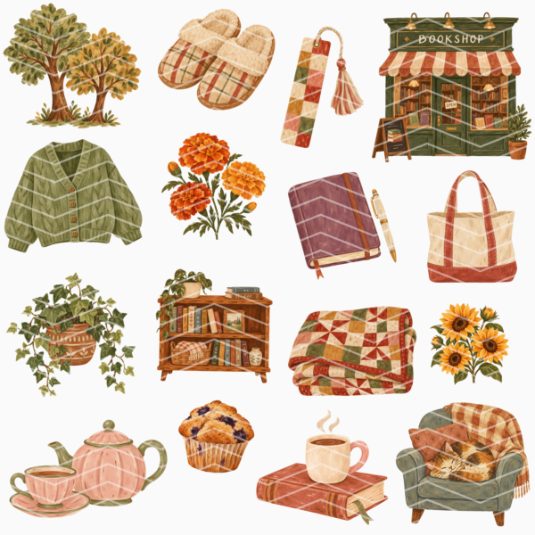 5 Cozy and Booked Clipart